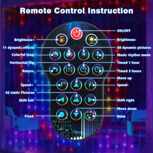 AKEPO Programmable Smart Colorful LED Window Curtain Lights, IP65 400 RGB LED APP Control DIY Text and Pattern Fairy Light...