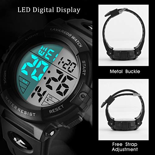 Mens Digital Watch Sports Military Watches Waterproof Outdoor Chronograph Wrist Watches for Men with LED Back Ligh/Alarm/Date