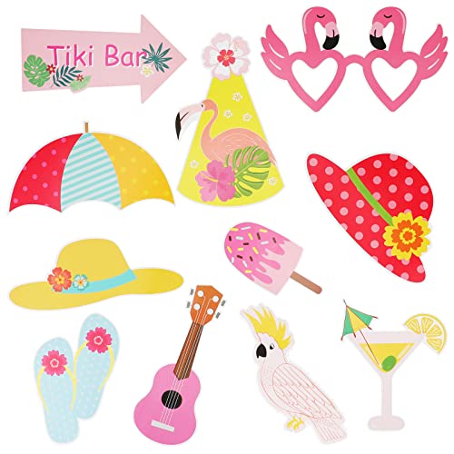 PHOGARY Luau Party Decorations Luau Photo Booth Props Kit, 30PCS Hawaiian Themed Party Decorations Tropical Tiki Party Fav...