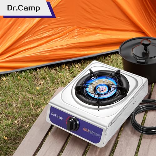 Dr.Camp 12000 BTU Single Auto Ignition Camping Garden Outdoor Camp Garden Hiking Fishing Propane Stove Cooker Griddle, Inc...