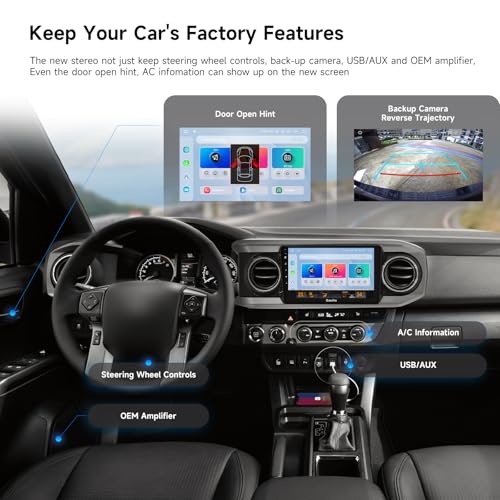 Dasaita 8GB+256GB Car Stereo for Toyota Tacoma 2016-2023 with Wireless Apple Carplay & Android Auto, Android 13 Head Unit ...