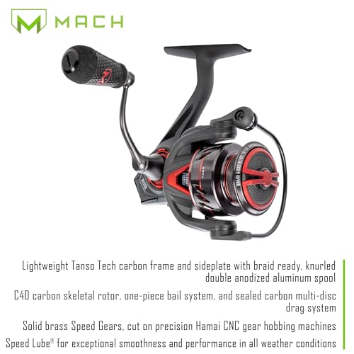 Lew's MACH Jacked Spinning Reel and Fishing Rod Combo, HM50 Graphite Rod, 6.2:1 Gear Ratio, Right/Left Retrieve, Charcoal/...