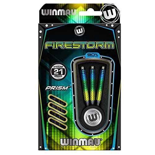 Winmau Firestorm Professional 90% Tungsten Darts Set with Flights and Stems (Shafts) Steel Tip & Soft Tip