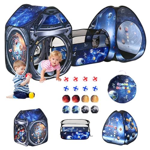 3 Pcs Galaxy Kid Play Tent Pop up Tent Play Tunnel Indoor and Outdoor Playhouse for Kid Beanbag Toss Game for Team Competi...