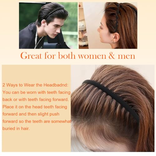 AHONEY 8 Pack Black Headbands for Women Mens Zig Zag Headbands with Teeth Non Slip Hairbands for Women's Fashion Hair Acce...
