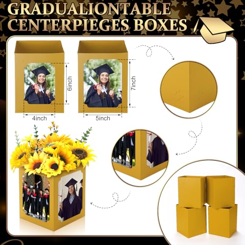 Spiareal 6 Pcs Graduation Box Centerpieces for Table 6/7 Inch Photo Frame Display Congrats Grad Party Favor Gift Picture T...
