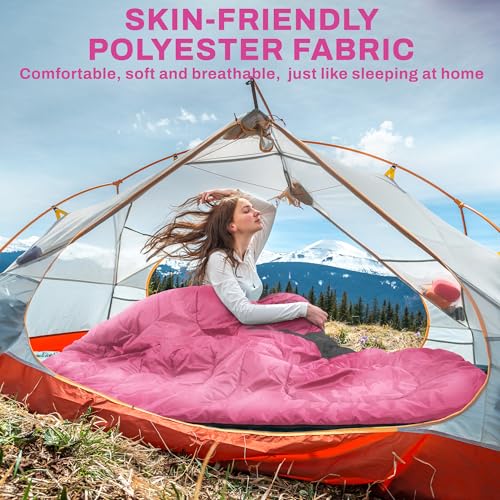 Elevon Double Sleeping Bag 2 Pillows for Adults, Queen Size XL Sleeping Bag Waterproof, Compact with Compression Sack, 2 P...