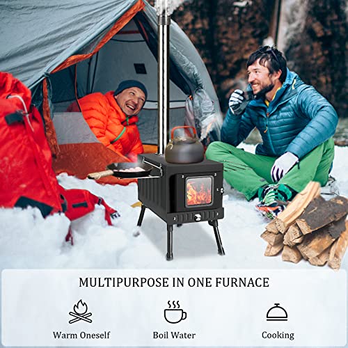 Huskfirm Wood Burning Stove,Tent Stove for Heating,Folding Portable Wood Stove for Tent,Cooking,Courtyard,Camping Stove in...