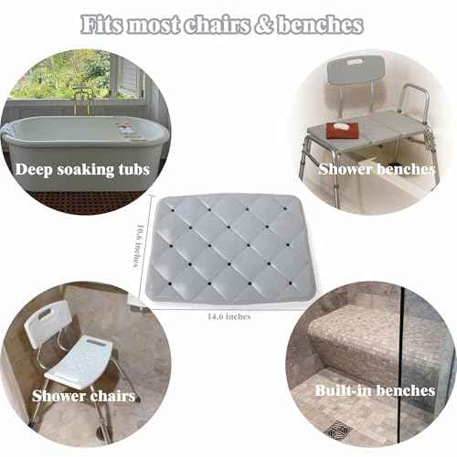 Waterproof Shower Cushion Seat Pad for Bath Bench, Chair, Bathtub, or Walk-in Tub, Non-Slip Foam Bath Seat with Drain Holes, Tailbone Relief Comfort & Support for Seniors, Elderly, Bariatric Chair
