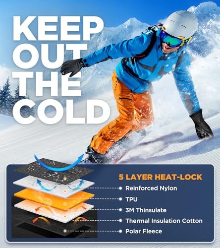 UMEWARM -10℉ Waterproof Winter Gloves Men, Touchscreen Fingers Snow Ski Gloves Women, 5-Layer Touch Screen Cold Weather Gl...