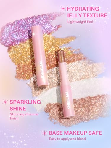 SHEGLAM Crystal Jelly Glaze Stick Eye Shadow Stick Eyeliner Brightener Pencil Crayon with Brush Easy to Blend Long Lasting...