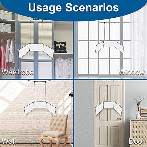 3 Way Mirror for Self Hair Cutting,360 Haircuts Men for Barber Use Tools,to See Back of Head,Tri Fold Mirror with Portable Height Adjustable Telescoping Hooks