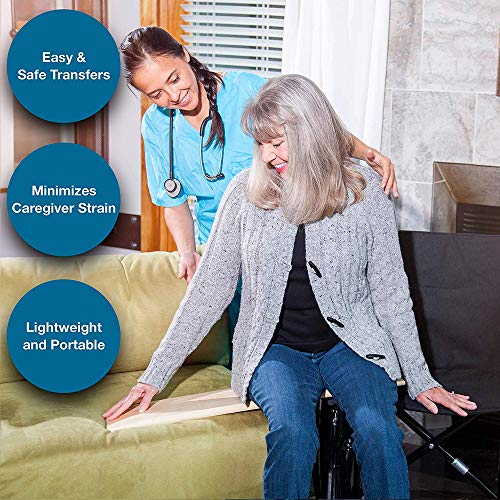 DMI Transfer Board and Slide Board Made of Heavy-Duty Wood for Patient, Senior and Handicap Move Assist and Slide Transfer...