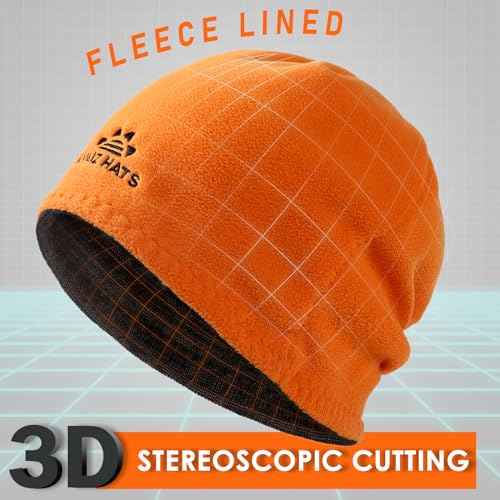 Lvaiz Winter Fleece Lined Knitted Beanie Hats for Men Reversible Windproof Watch Hat Warm Skull Cap for Women