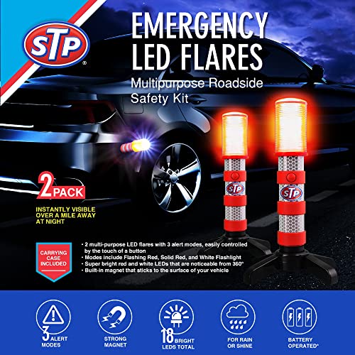 XTREME STP Emergency LED Road Flares, 3 Separate Lighting Modes: Flashing Red, Solid Red and White Flashlight, Visible Fro...