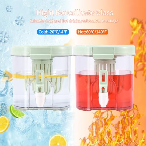Fridge Drink Dispenser, Cold Water Pitcher Beverage Container with Spigot, Lemonade Stand Tea Juice Jug with Fruit Infuser...