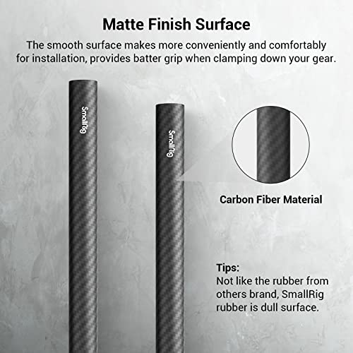 SmallRig 15mm Carbon Fiber Rod for 15mm Rod Support System (Non-Thread), 8 inches Long, Pack of 2