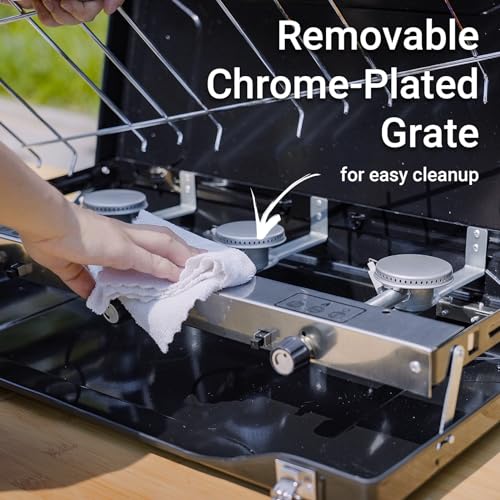 FineFlame 3-Burner Propane Camping Stove 19800 BTUs, Portable Camp Stove with 3 Adjustable Burners and Push-Button Instant...