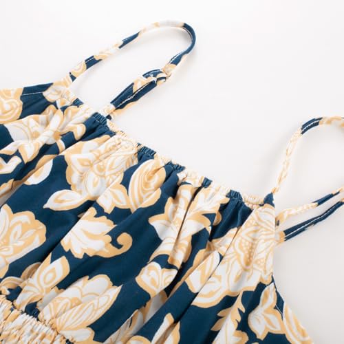 GRACE KARIN Summer Dresses for Women 2026 Vacation, Smocked Floral Maxi Dresses, Boho Beach Long Sundresses with Pockets