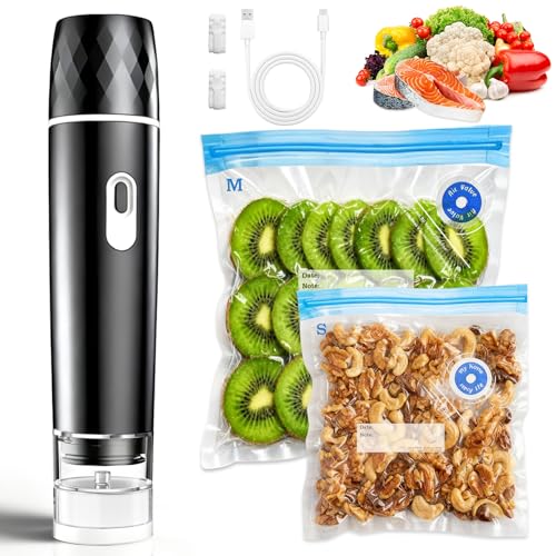 Vacuum sealer For Food,Compact Vacuum Sealer Machine (Vacuum Sealer + 10 Reusable Vacuum Bags,Cordless Handheld Vacuum Sea...