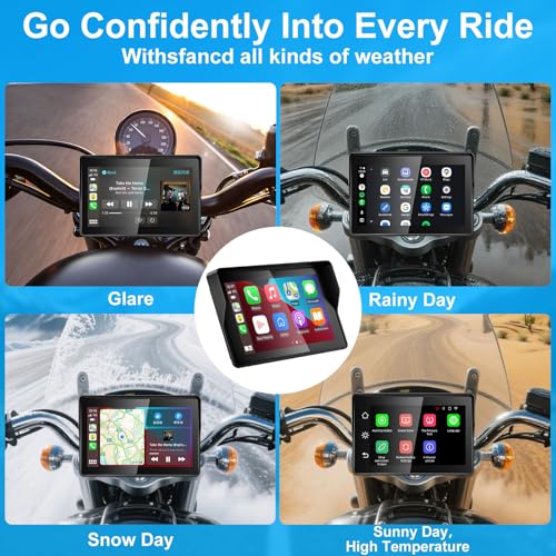 2026 YZW GPS Carplay 5 inch for Motorcycle with Wireless CarPlay & Android Auto,IP67 Waterproof Touch Screen,Carplay Moto,...