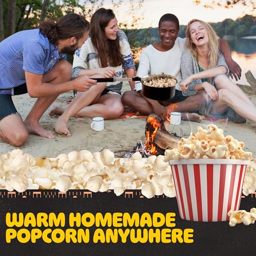Campfire Popcorn Popper - Old Fashioned Popcorn Maker with Telescoping Handle - Camping Gear by Great Northern Popcorn (Bl...