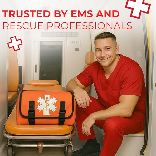 Fully Stocked EMT Trauma Bag – Tactical First Responder Medical Kit with Tourniquet, Chest Seals, Bleeding Control, Gauze,...