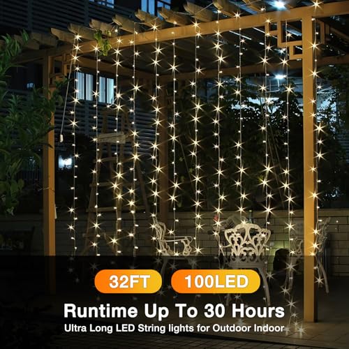 Fairy Lights Plug in, 100 Led with Remote 32Ft, Long Twinkle Light Waterproof String Light Camping Lights, 3 Timer 8 Mode...