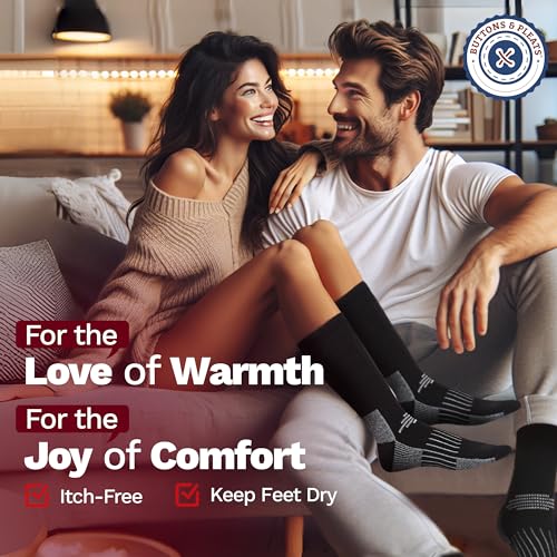 Buttons & Pleats Premium Merino Wool Hiking Socks Outdoor Trail Crew Socks