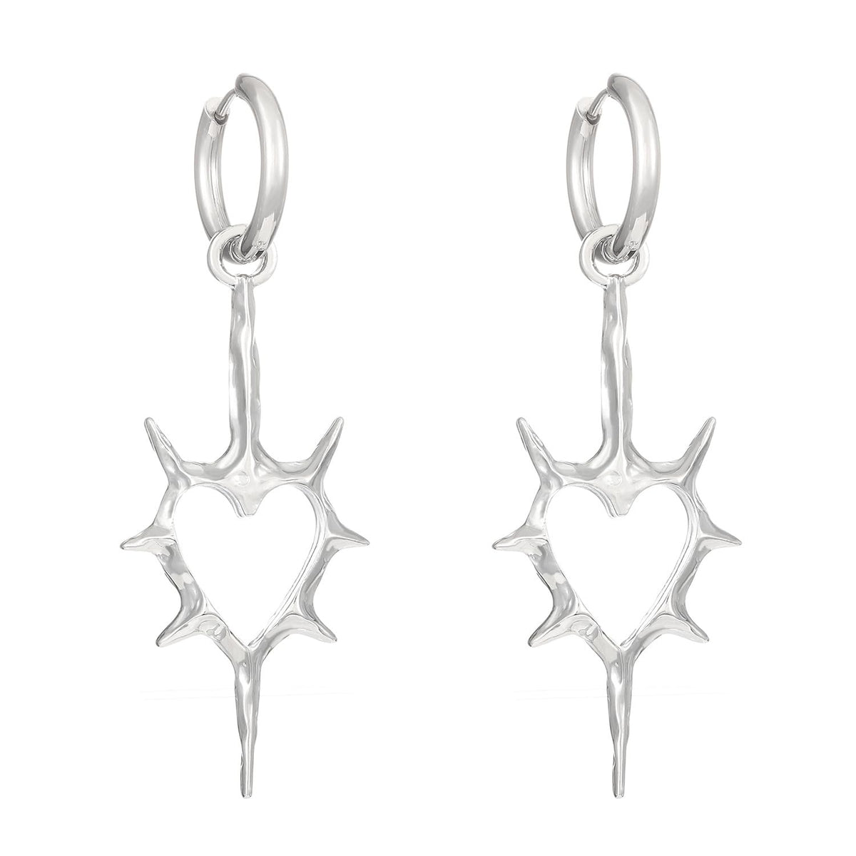 Gothic Punk Heart Shape Spike Earrings Huggie Hoop Earrings Halloween Christmas New Year Goth Jewelry Gift for Women-Style A
