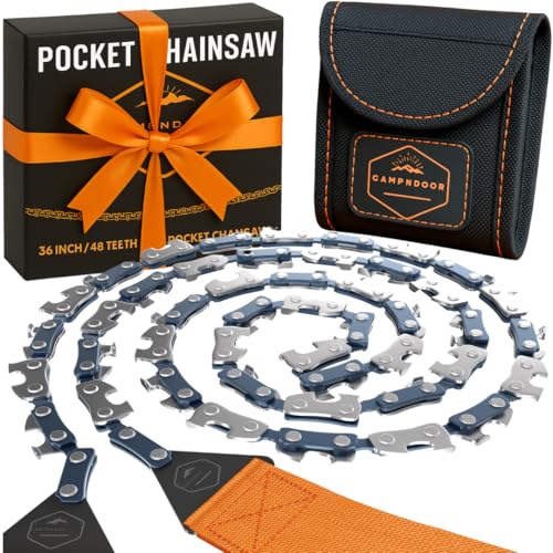 Pocket Chainsaw Survival Gear Supplies - Hand Chain Saw for Camping, Hiking & Backpacking - Manual Wire Saw for Trees - Po...