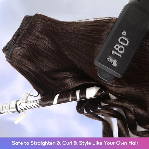 Dark Brown Clip in Hair Extensions Real Human Hair Invisible Seamless Remy Human Hair Clip in Extensions for Women 24 Inch 120g, 8pcs Per Set with Double Weft