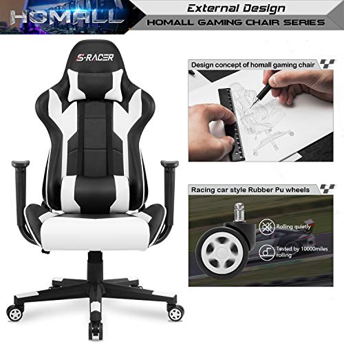 Homall Gaming Chair, Office Chair High Back Computer Chair Leather Desk Chair Racing Executive Ergonomic Adjustable Swivel...