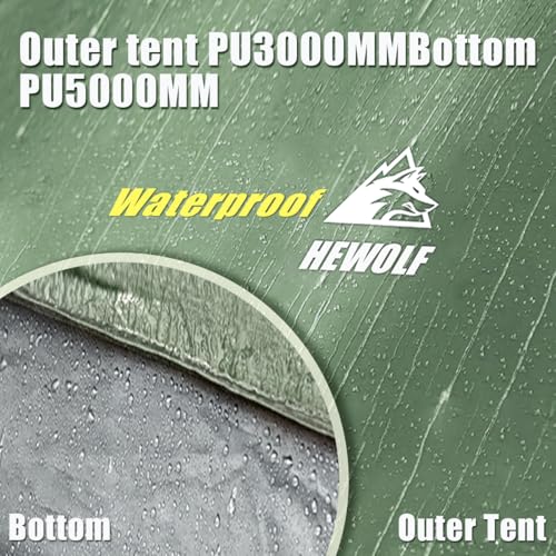 Hewolf 2/3/4 Person Camping Tent - Instant Pop Up Waterproof 2 Doors Tent with Easy Setup | 3-Season Hexagonal Dome Design...