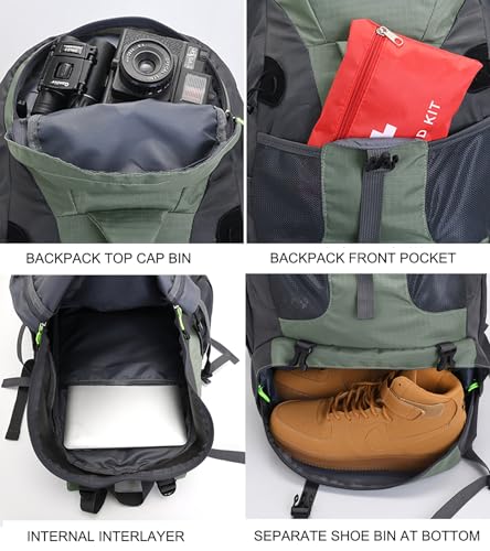 Bseash 50L Hiking Backpack, Water Resistant Lightweight Outdoor Sport Daypack Travel Bag for Camping Climbing Skiing Cycli...