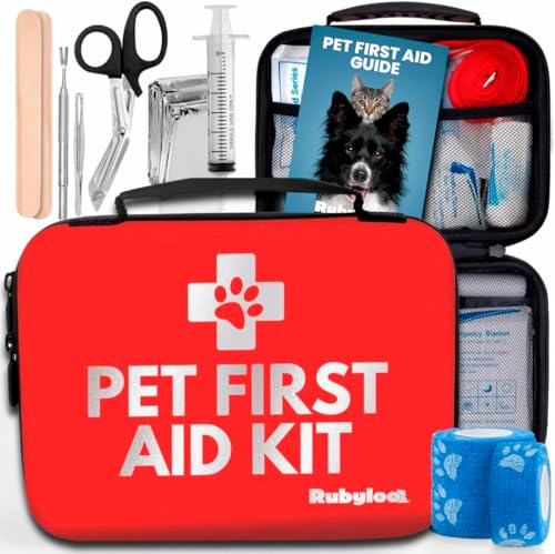 Dog First Aid Kit - Vet Approved Pet First Aid Supplies to Treat Dogs & Cats in an Emergency - Pet First Aid Kit Guide, Ti...