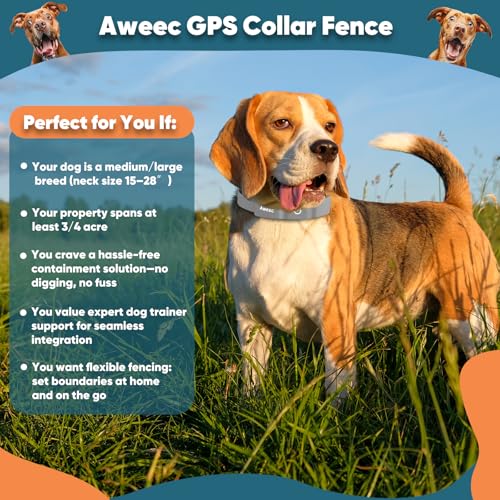 Aweec GPS Electric Dog Fence with Free App, Wireless Fence System with Training Collar, Portable for Outdoor Use, Recharge...