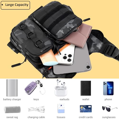 Criuage Outdoor Chest Bag for Men, Lightweight Running Vest with Water Bottle Pocket, EDC Chest Pack for Hiking, Cycling