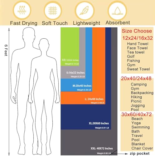 Microfiber Towel Perfect Travel & Gym & Camping Towel, Quick Dry - Super Absorbent - Ultra Compact - Lightweight. Suitable...