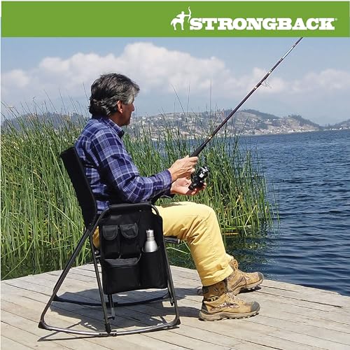 STRONGBACK Outdoor Chair Director Portable Camping Chair with Lumbar Support - Cupholder &Pocket Included - Heavy-Duty Fol...