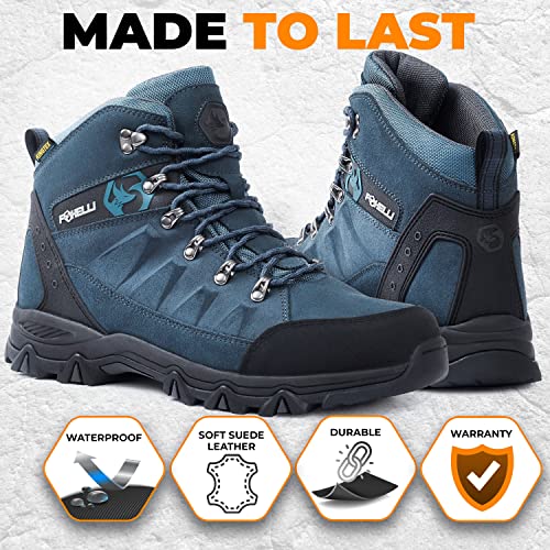 Foxelli Men’s Hiking Boots – Waterproof Breathable & Lightweight Suede Leather Hiking Boots for Men