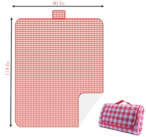 YIKANGHENG Waterproof Camping Blanket, 118 Inch x 80 Inch Enlarge Foldable Polyester Fiber Picnic Mat for Beach and Park C...