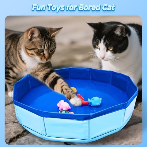 Eelexa Portable Cat Pool Toy with 6 Fish-Shaped Water Toys, Interactive Splash-Proof Indoor Cat Toys for Boredom Relief, S...