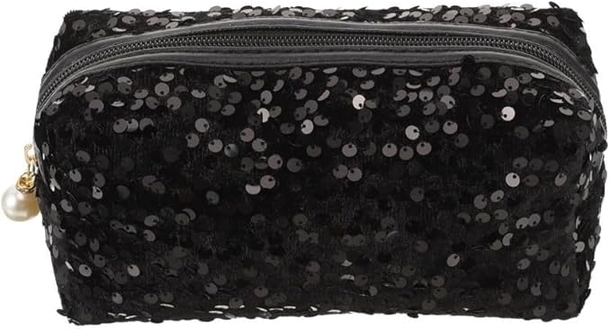 HomeSoGood Sequin Cosmetic Bag Large Glitter Makeup Zipper Bag Toiletry Bag Capacity Travel Cosmetic Handbag for Women Gir...