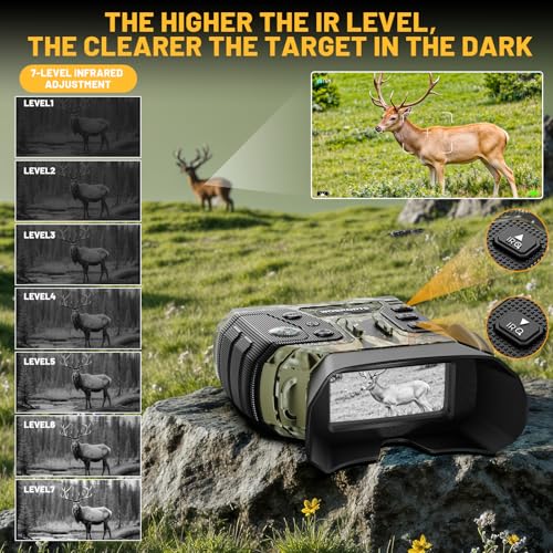 WOSPORTS 4K Night Vision Goggles with 36MP Photo, 1300FT Range, Built-in Flashlight & Compass, 5000mAh Battery, Supports 2...