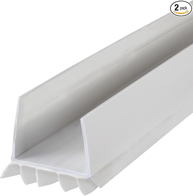 M-D Building Products Vinyl Cinch U-Shape Door Bottom Seal, Slide-On Weatherstripping Draft Stopper, Easy to Install, Fits 36” x 1-3/4” Doors, Fills 3/8”- 3/4” Gaps, 43339, White 2 Pack