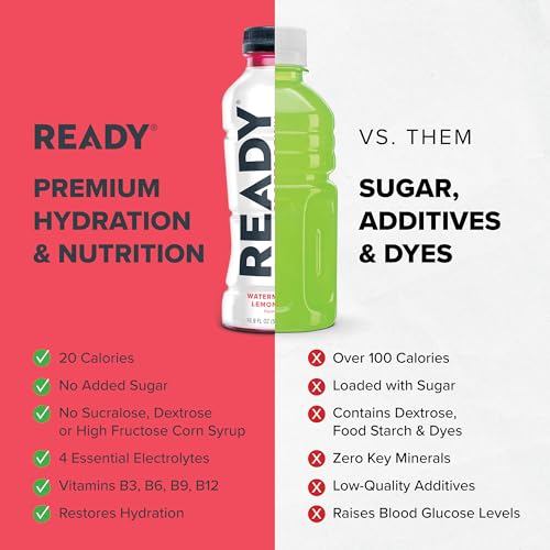 Ready® Sports Drink Light – The Ultimate Low-Calorie Hydration Drink with 4 Different Electrolytes – No Added Sugars – Nat...