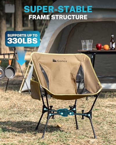Gonex Portable Camping Chair, The 5th Gen Ultralight Compact Backpacking Foldable Lightweight Folding Chair for Outdoor Ca...
