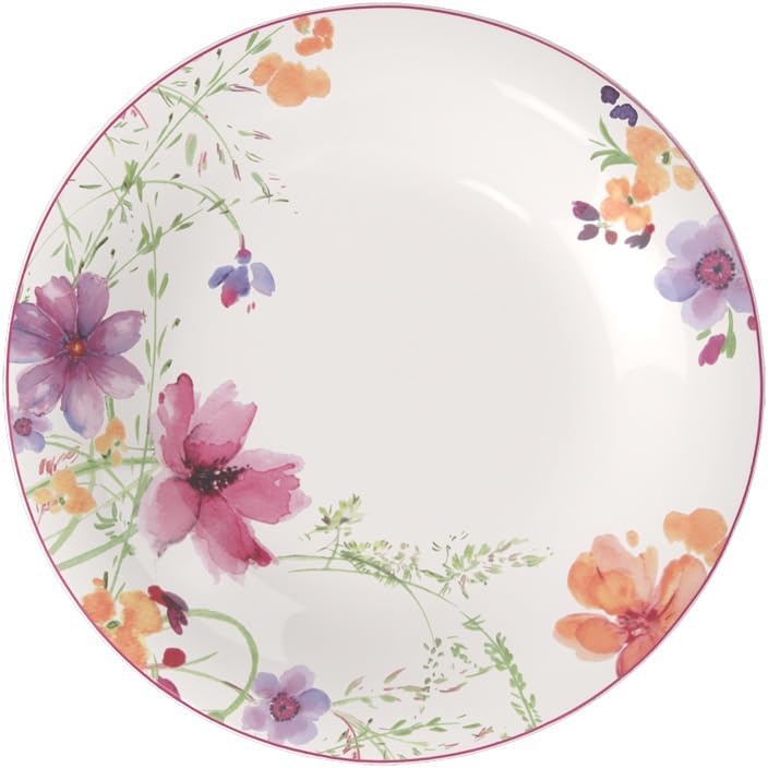 Villeroy & Boch Mariefleur Basic Round Gourmet Plate, 11.75 in, Premium Porcelain, White/Multicolored