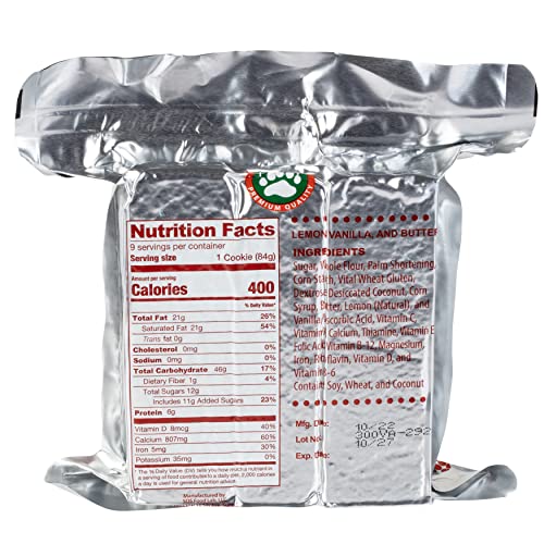 Grizzly Gear Emergency Food Rations- 3600 Calorie Bar (Vanilla Poundcake) - 3 Day, 72 Hour Ready To Eat Supply For Disaste...
